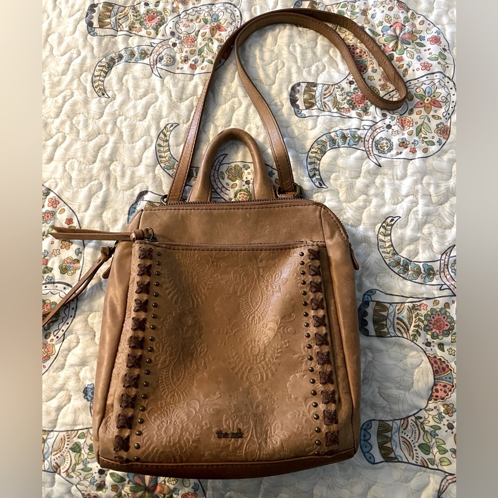 The Sak Loyola Convertible Leather Backpack with Floral Embossing